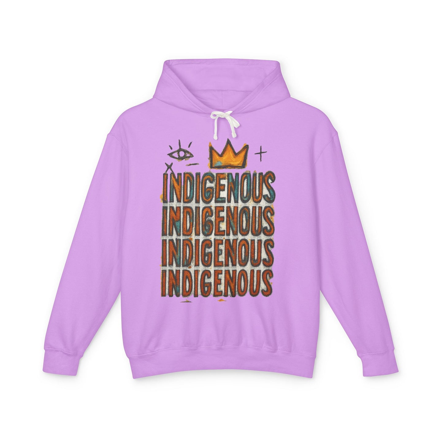 Indigenous Repeated Text Graphic Hoodie — Native Pride Lightweight Sweatshirt