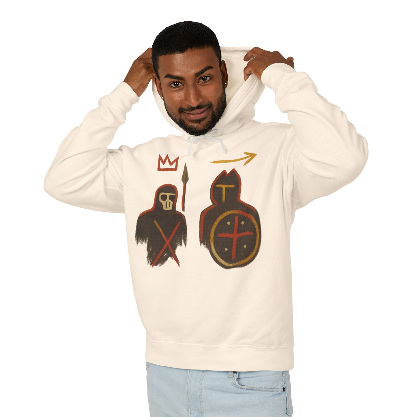 Medieval Warriors Hoodie — Shield & Spear Graphic Lightweight Hooded Sweatshirt