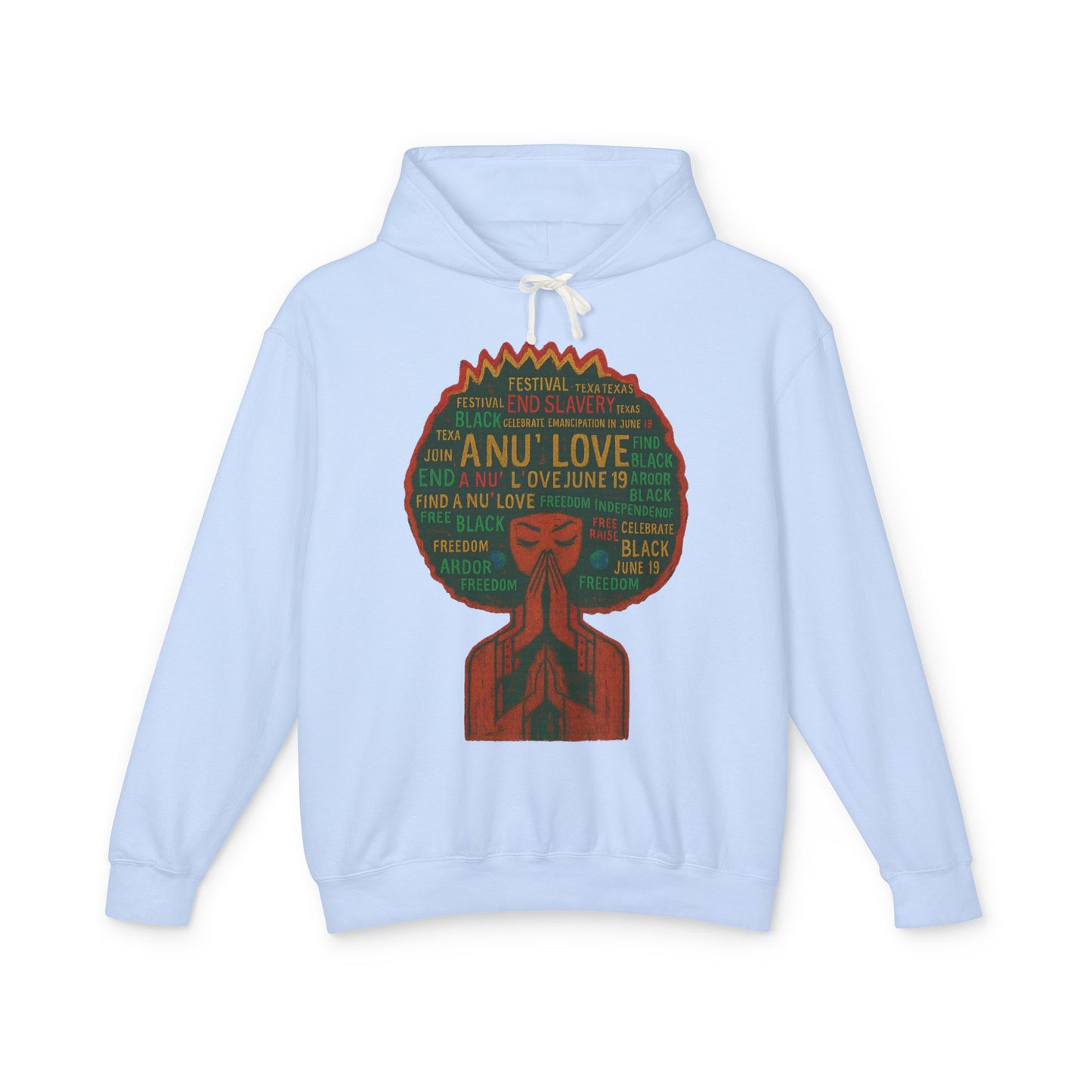 Afro Love Typography Hoodie — Black Pride Afro Woman Graphic Sweatshirt