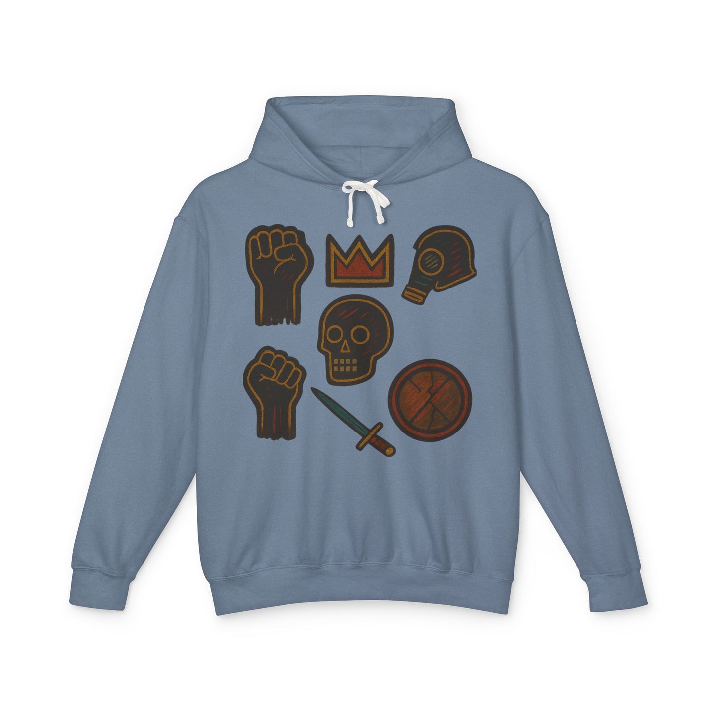 Iconic Goth Sports Hoodie — Crown, Skull & Fist Graphic Pullover