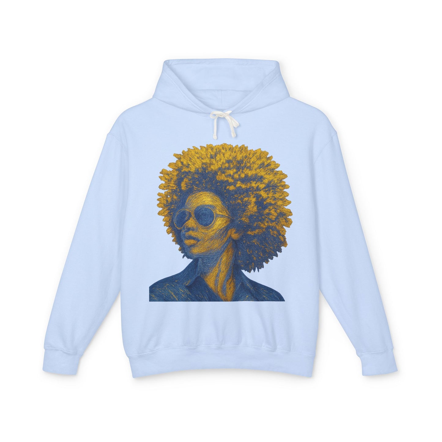 Afro Chic Portrait Hoodie — Vintage Retro Woman with Sunglasses Sweatshirt
