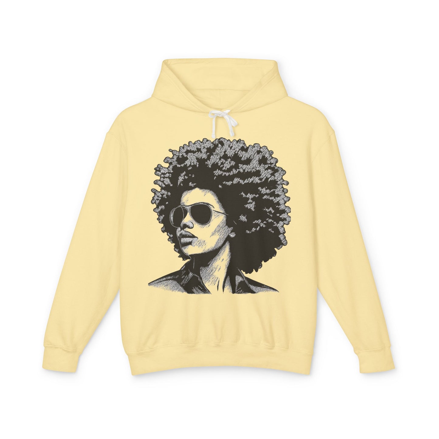 Afro Chic Portrait Hoodie — Retro Afrocentric Graphic Sweatshirt